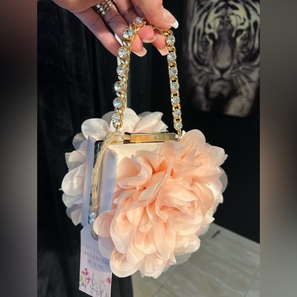 Jewel Badgley Mischka Blush Natasha Ruffle Box Clutch-NWT - Picture 1 of 12